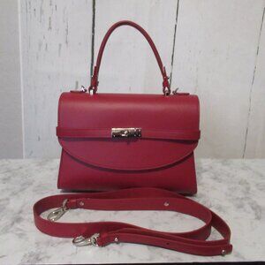 Silver & Riley New Yorker Satchel Crossbody Red Leather Bag Top Handle